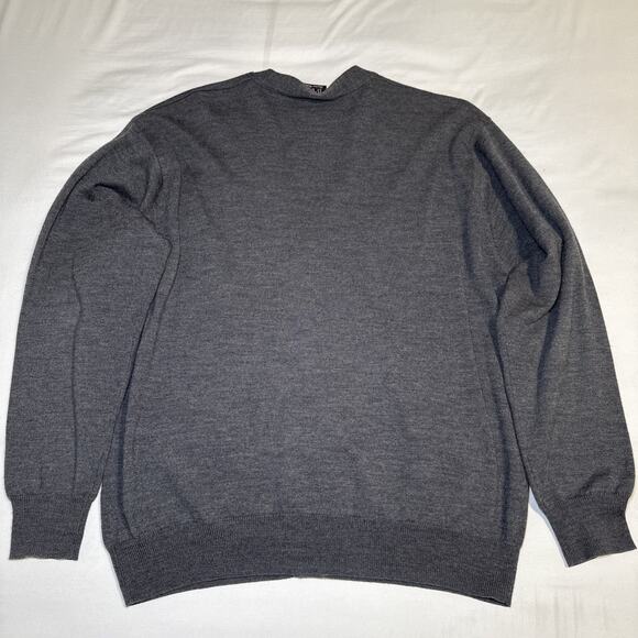 Jos A Bank Signature Cardigan Sweater Mens Lg 100% Merino Wool Button Gray EUC - Picture 9 of 11